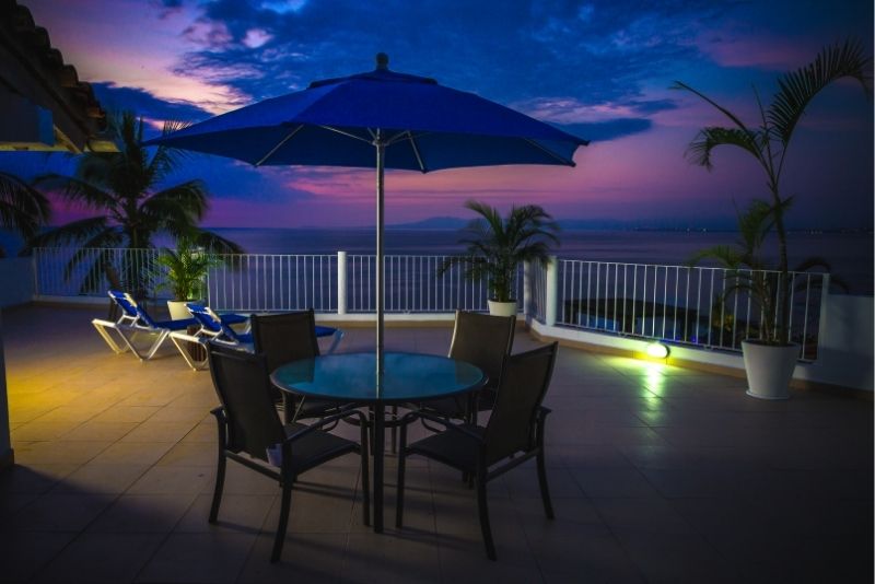 Shaded outdoor patio at a home