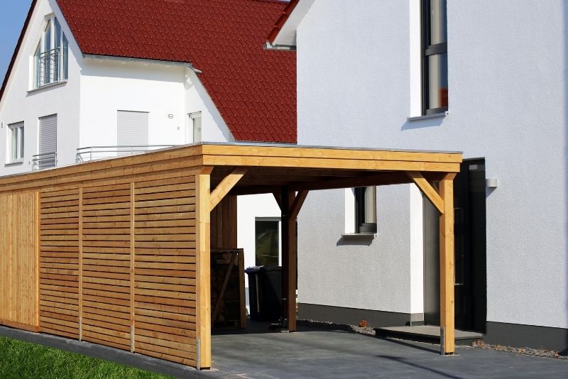 A carport made of timber for a home